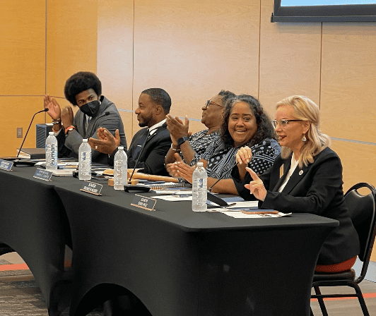 Justin J. Pearson: House member representing District 86. Jesse Chism: House member representing District 85. Karen Camper: Tennessee House minority leader, representing House District 87. Raumesh Akbari: Senate minority leader. Sara Kyle: Senator for the 30th District.